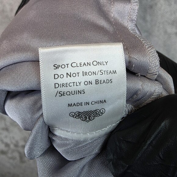 Sue Wong Nocturne Dress Womens 8 Gray Black Beaded Embroidered Floral Cocktail - Picture 5 of 9